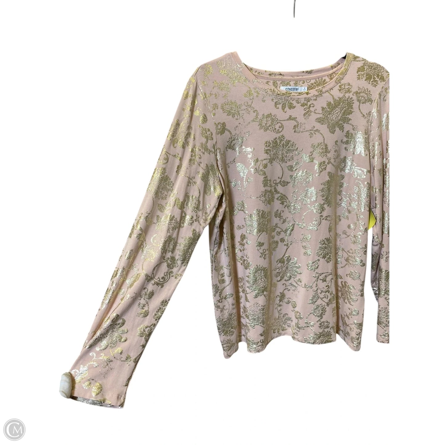 Top Long Sleeve By Chicos In Gold & Pink, Size: L