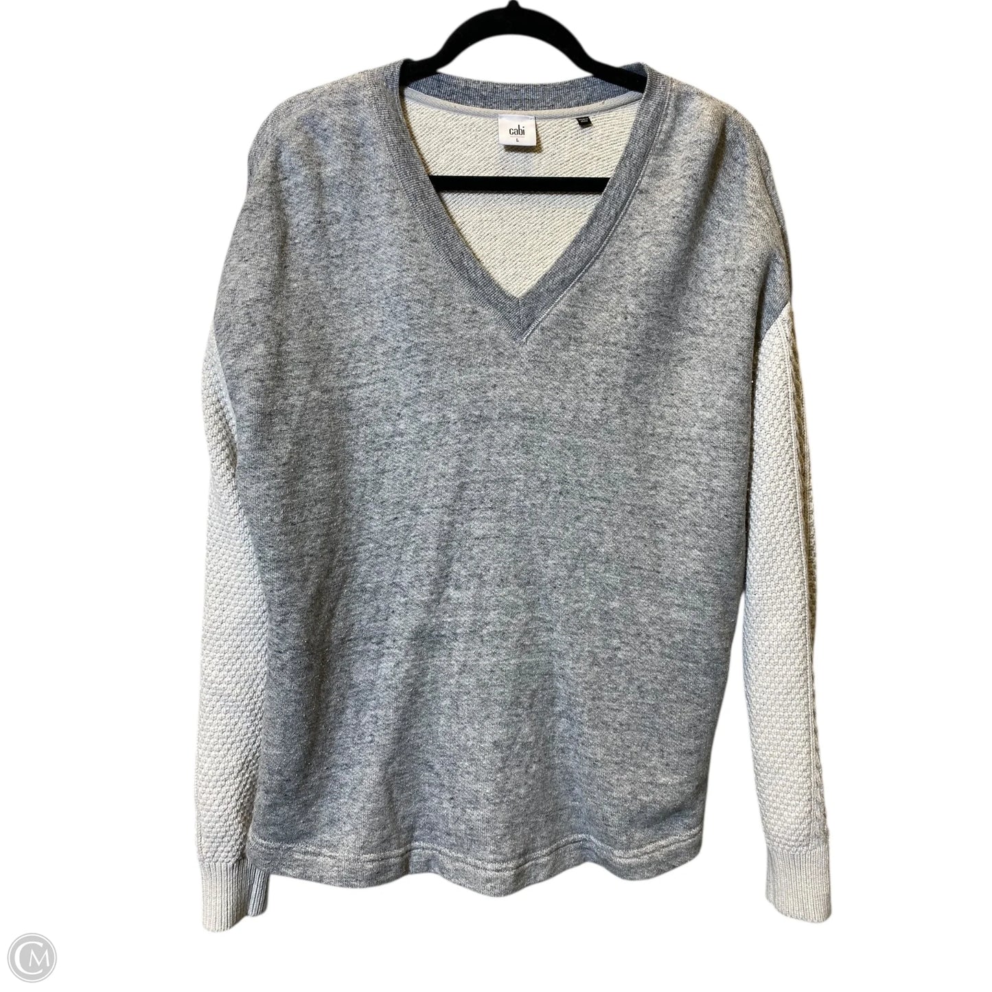 Sweater By Cabi In Cream & Grey, Size: L