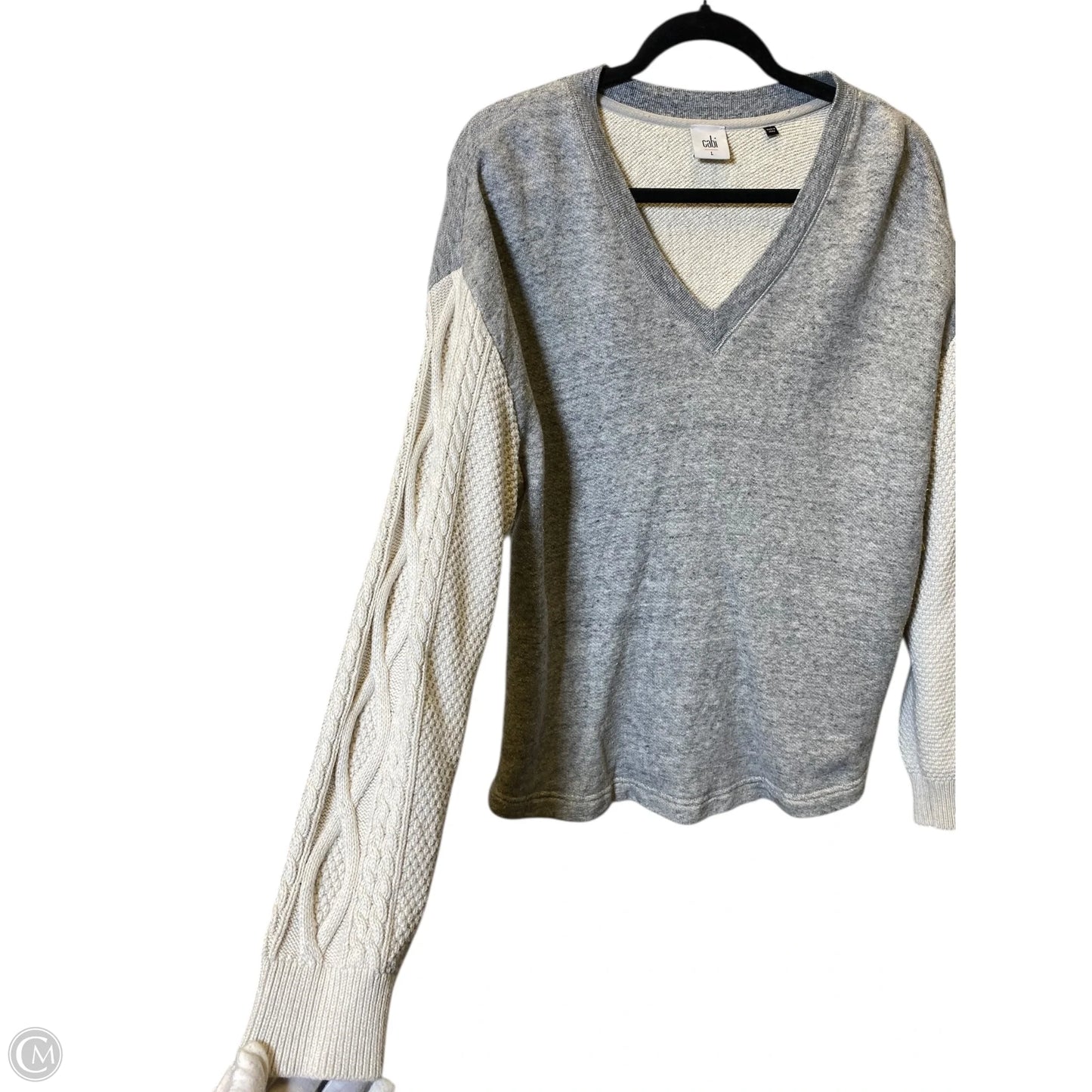 Sweater By Cabi In Cream & Grey, Size: L