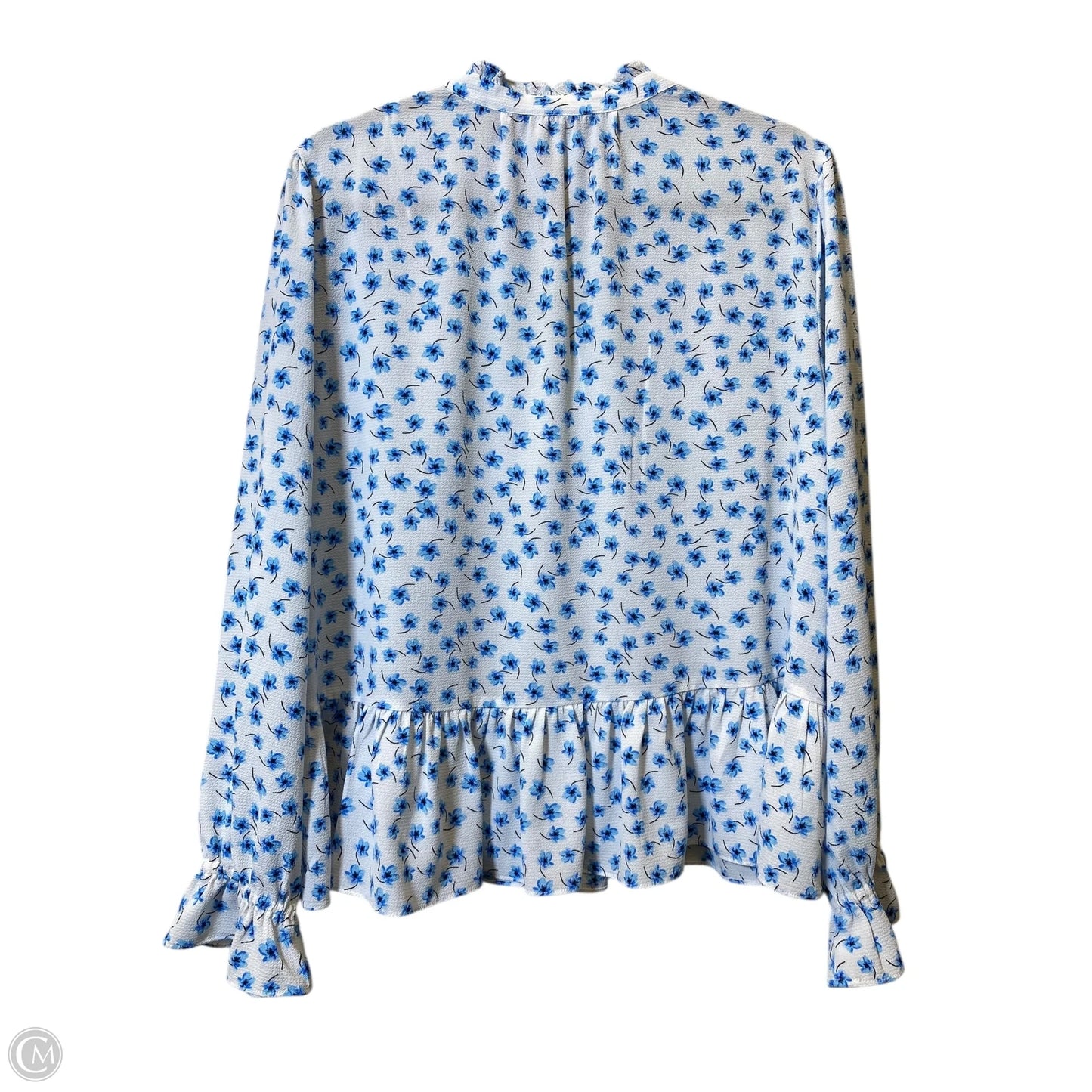 Top Long Sleeve By Cece In Blue & White, Size: L
