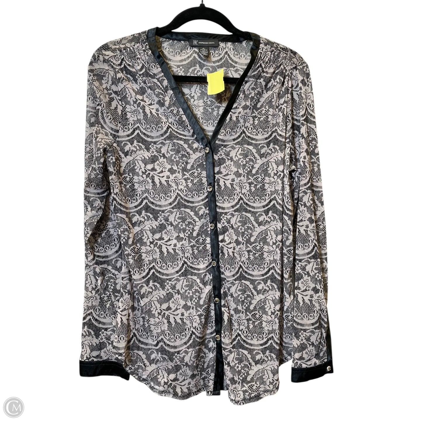 Blouse Long Sleeve By Inc In Black & Grey, Size: L