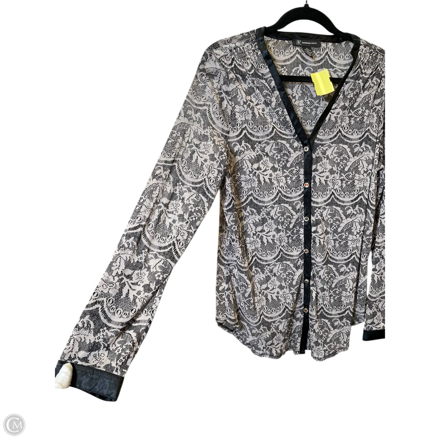 Blouse Long Sleeve By Inc In Black & Grey, Size: L