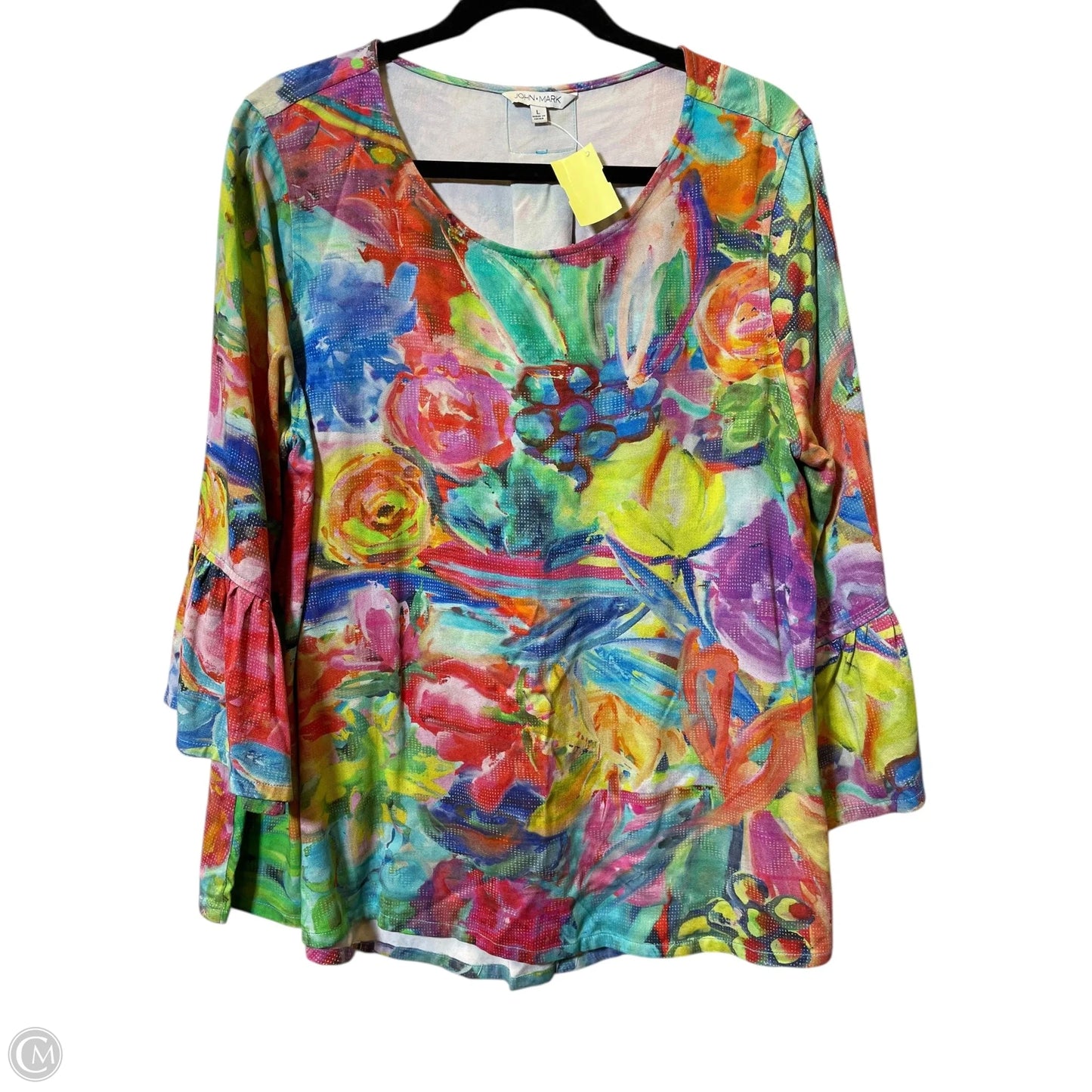 Top 3/4 Sleeve By John Mark In Multi-colored, Size: L