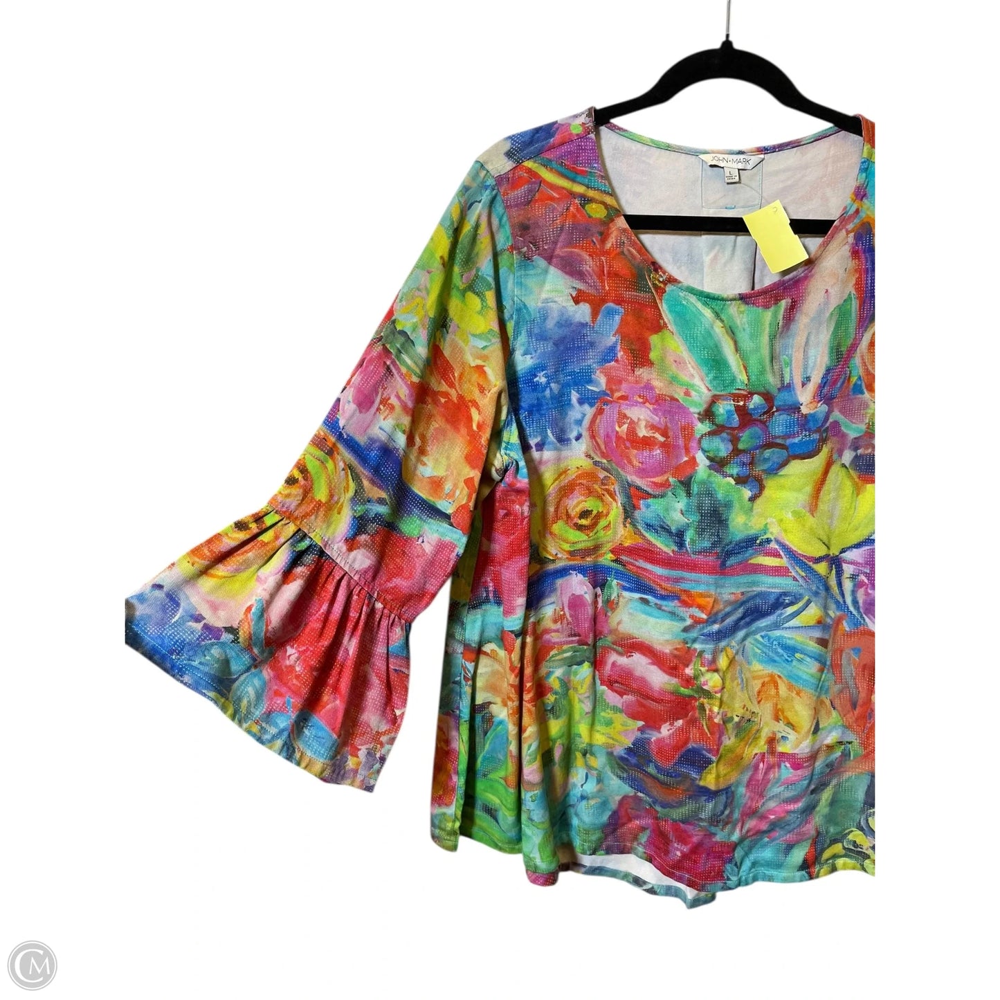 Top 3/4 Sleeve By John Mark In Multi-colored, Size: L