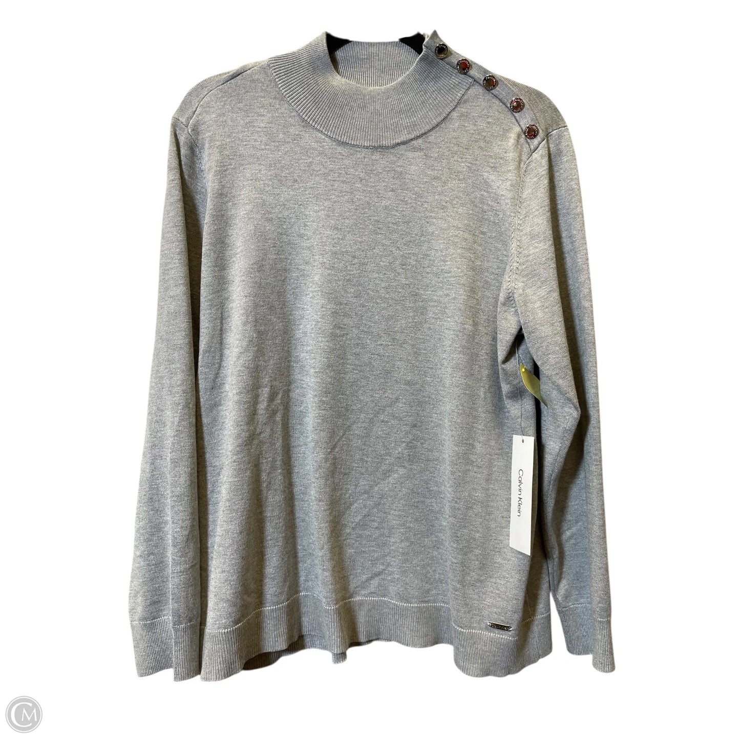Sweater By Calvin Klein In Grey, Size: Xl