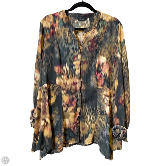 Blouse Long Sleeve By Investments In Multi-colored, Size: Xl