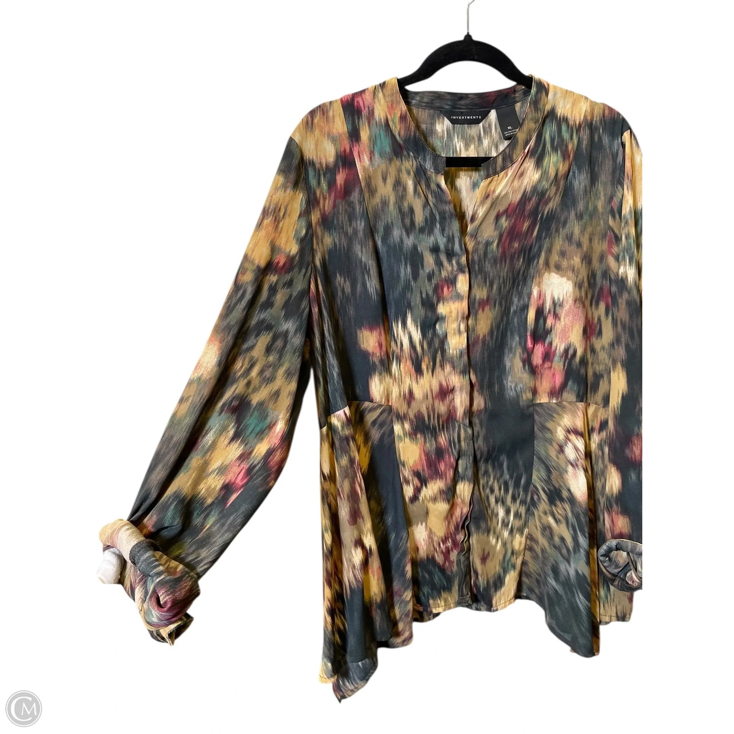 Blouse Long Sleeve By Investments In Multi-colored, Size: Xl
