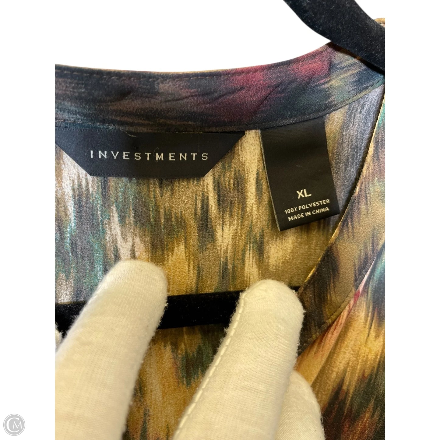 Blouse Long Sleeve By Investments In Multi-colored, Size: Xl