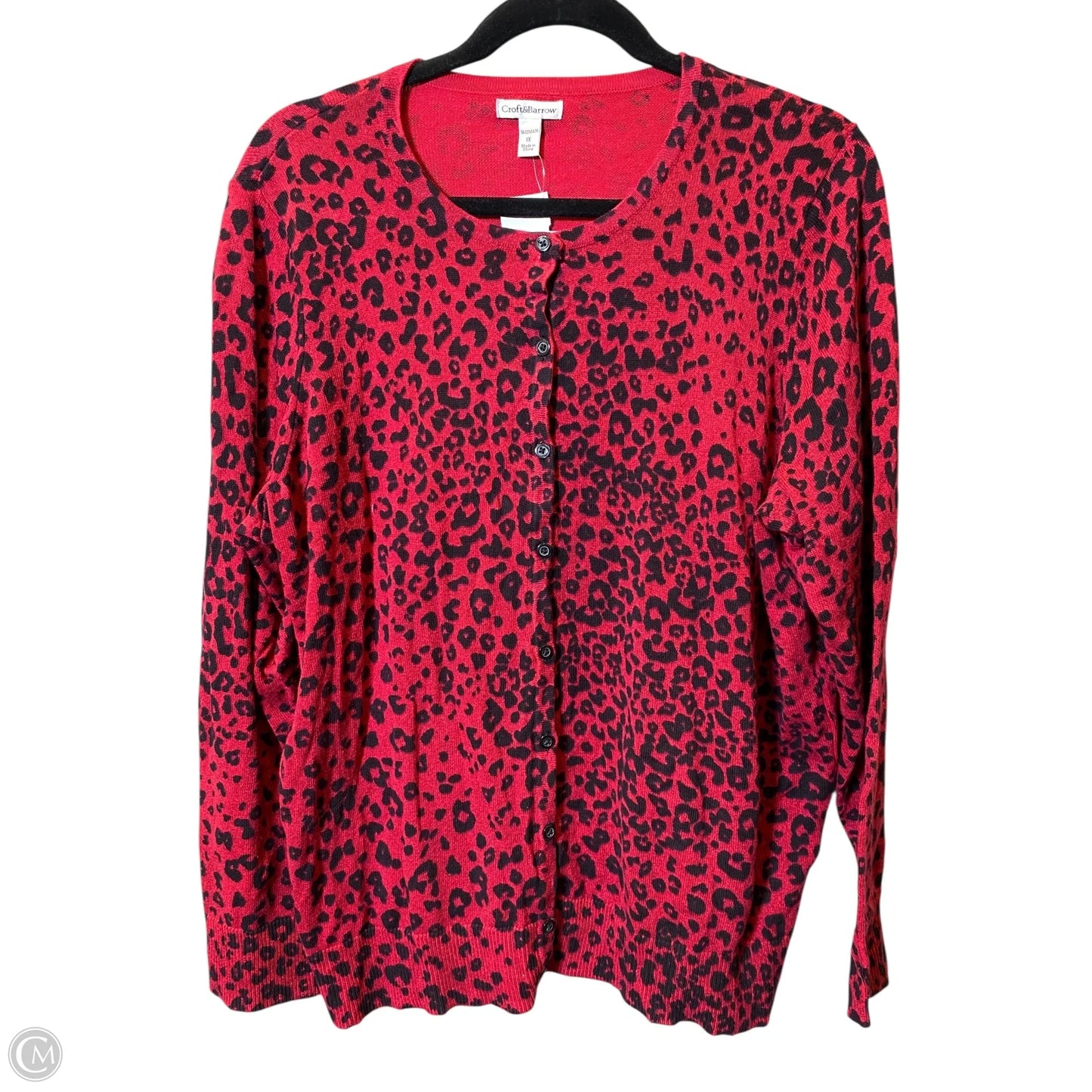 Cardigan By Croft And Barrow In Animal Print, Size: 1x