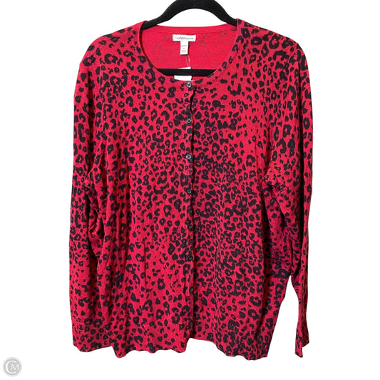 Cardigan By Croft And Barrow In Animal Print, Size: 1x