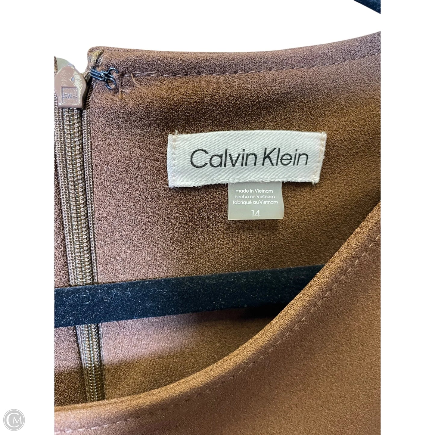 Dress Casual Midi By Calvin Klein In Brown, Size: L