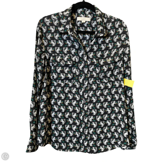 Blouse Long Sleeve By Loft In Multi-colored, Size: L