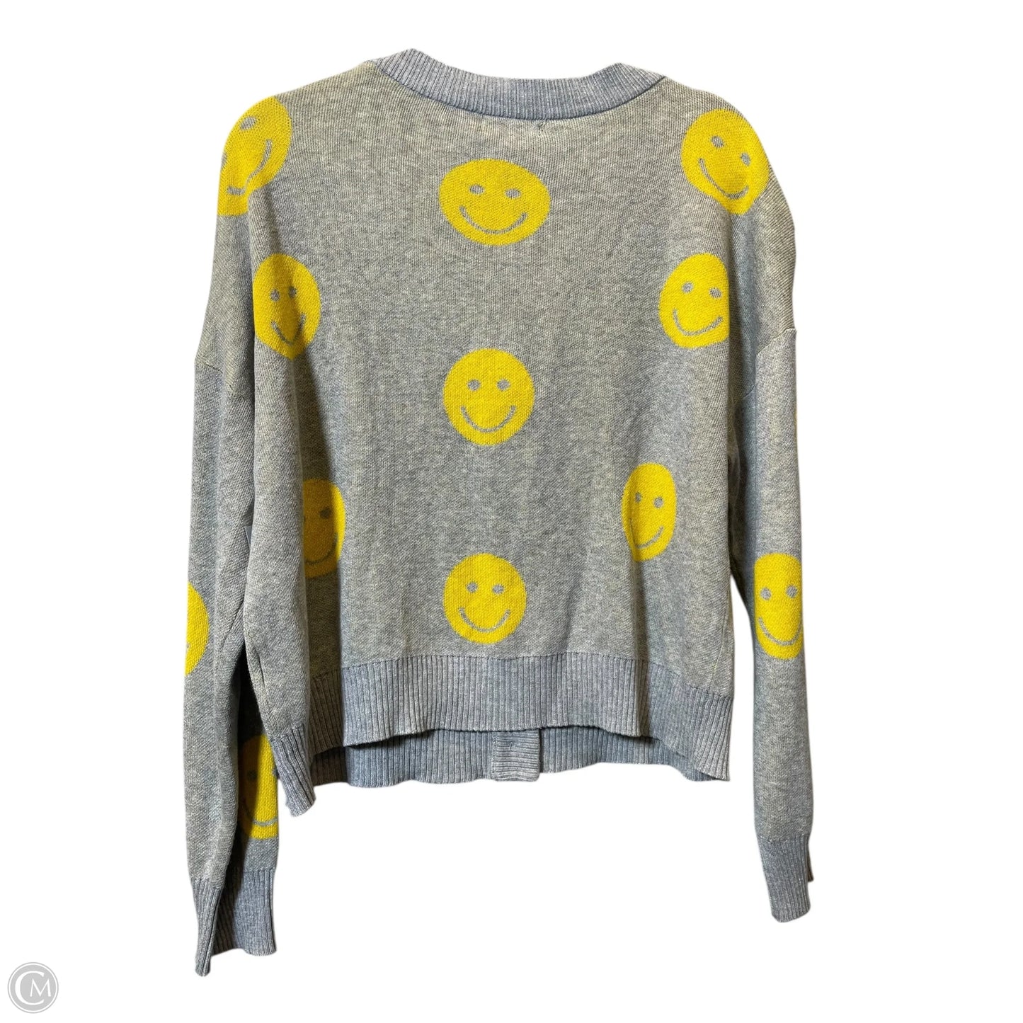 Cardigan By Clothes Mentor In Grey & Yellow, Size: Xl
