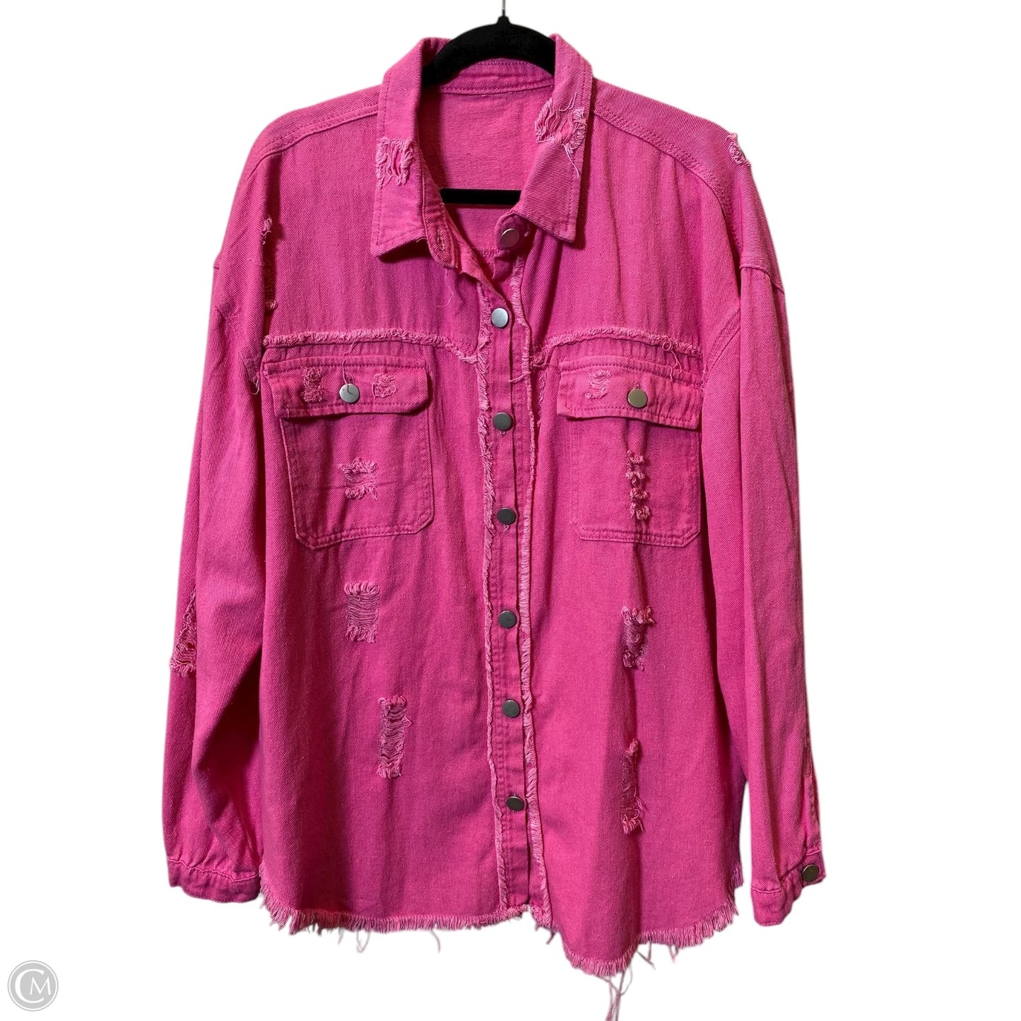 Jacket Denim By Clothes Mentor In Pink, Size: 2x