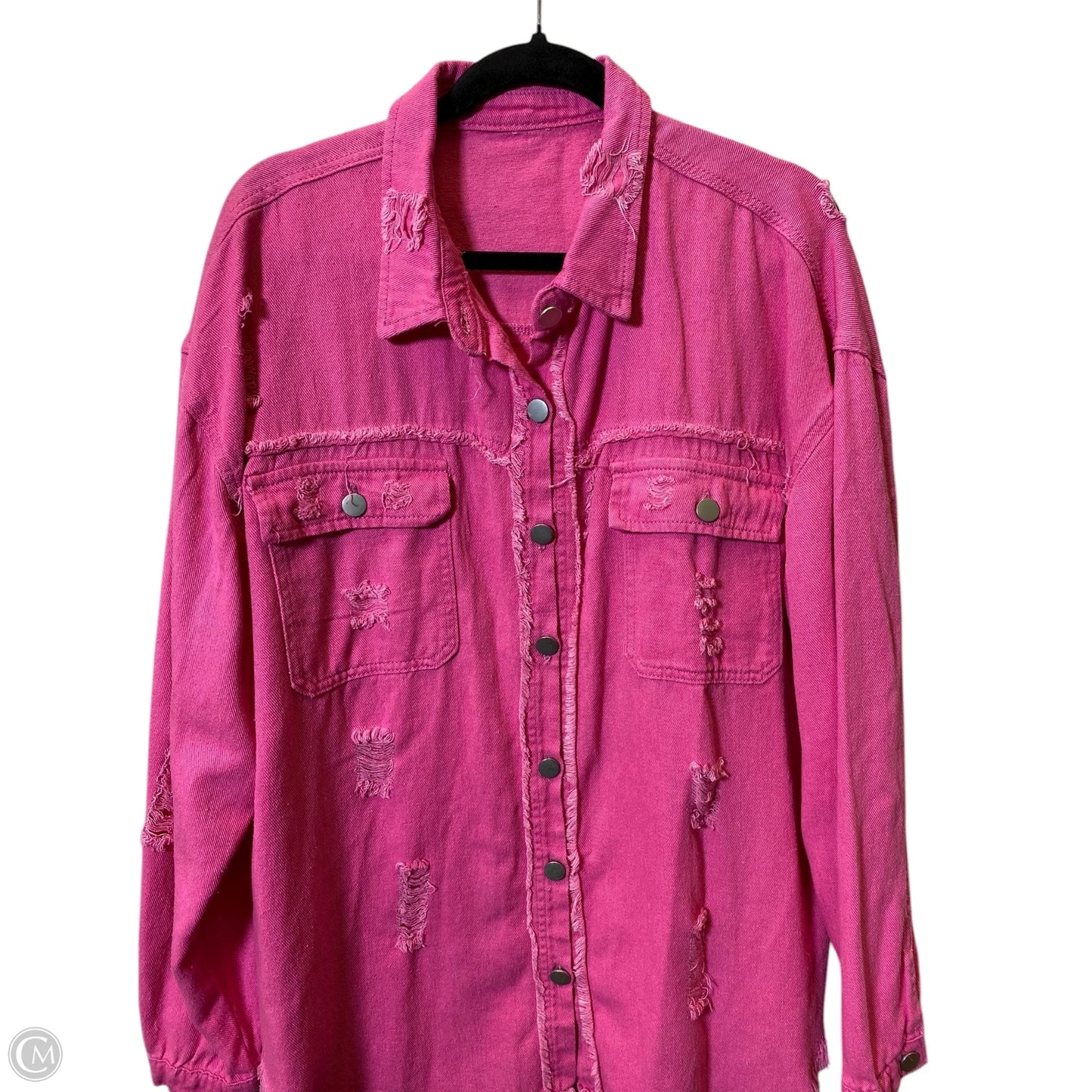 Jacket Denim By Clothes Mentor In Pink, Size: 2x