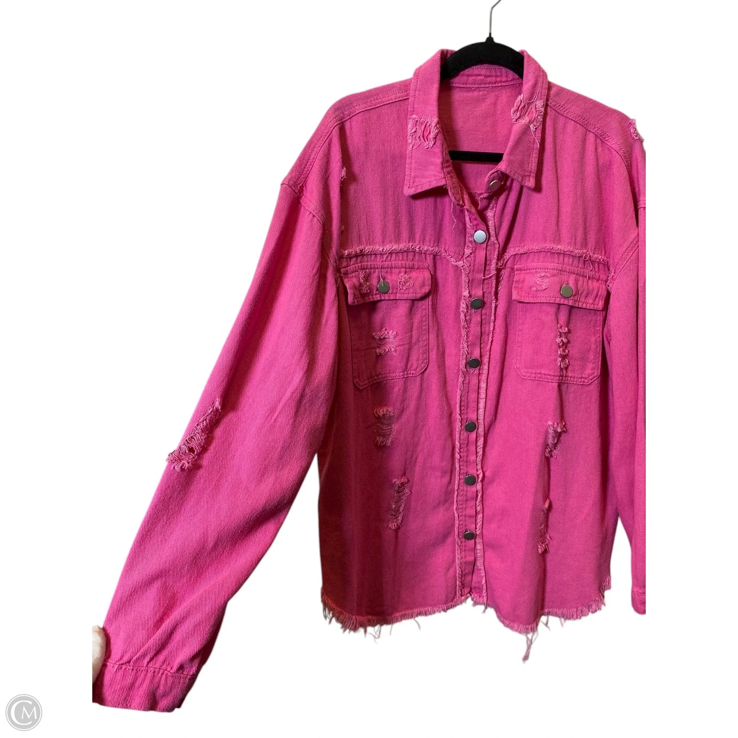 Jacket Denim By Clothes Mentor In Pink, Size: 2x