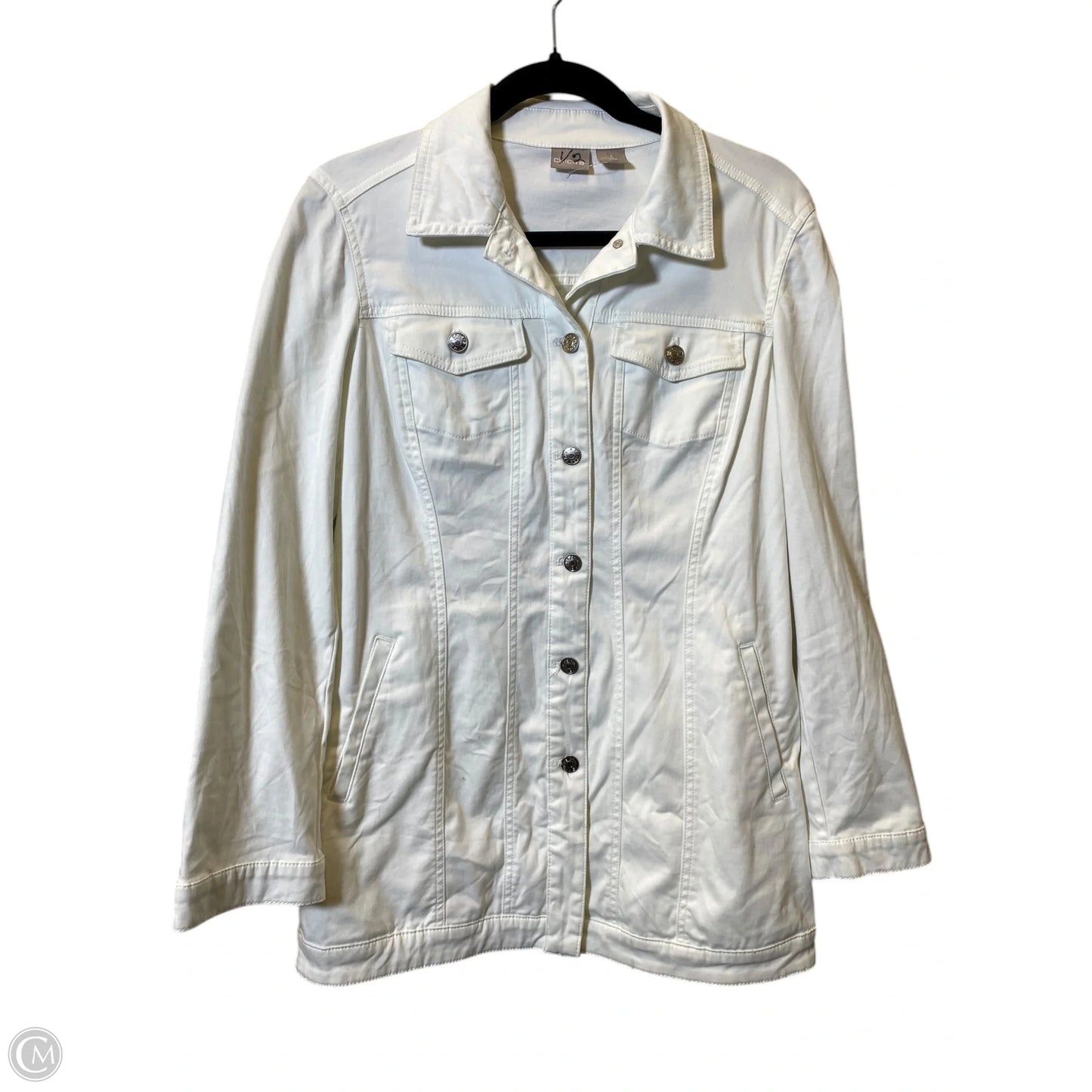 Jacket Denim By Chicos In White, Size: M