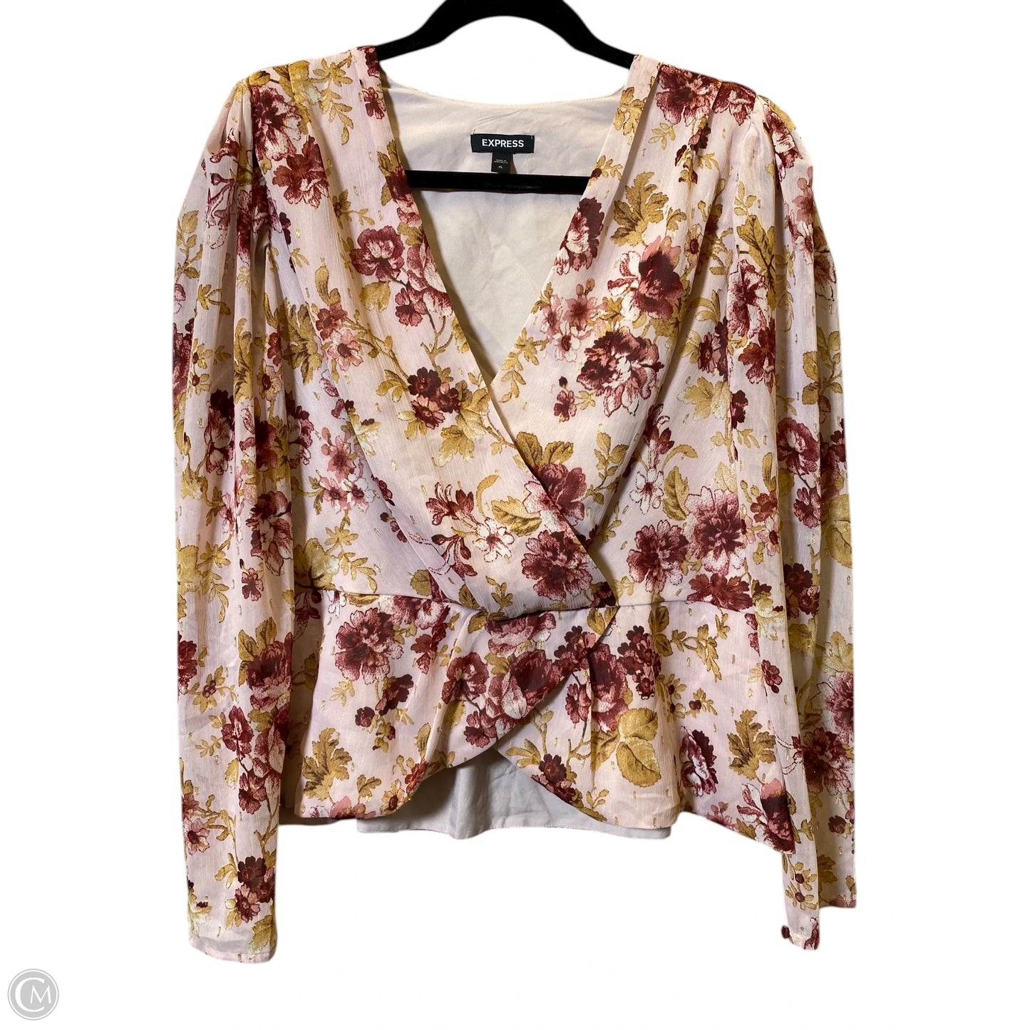 Blouse Long Sleeve By Express In Coral, Size: Xl