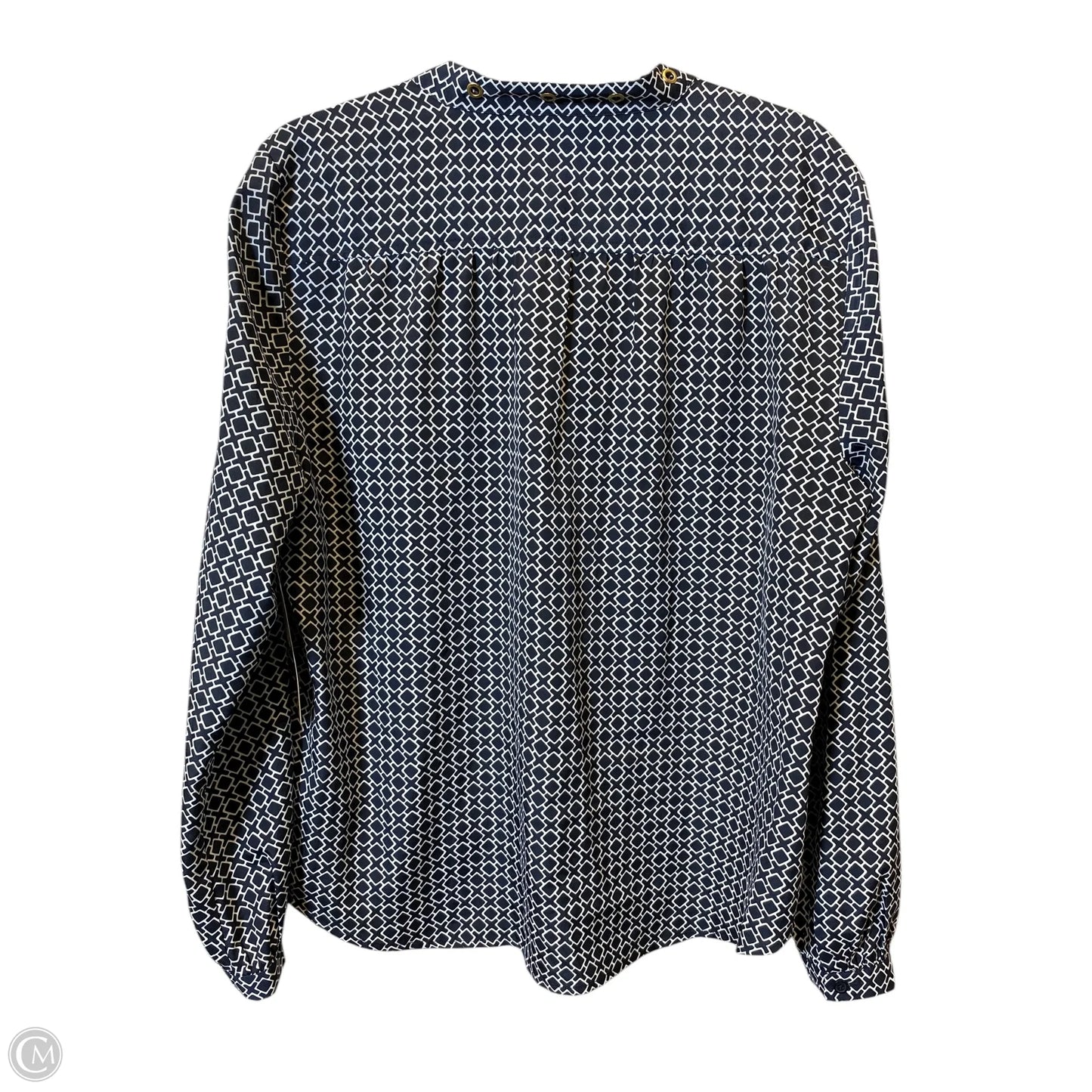 Blouse Designer By Michael Kors In Blue & White, Size: Xl