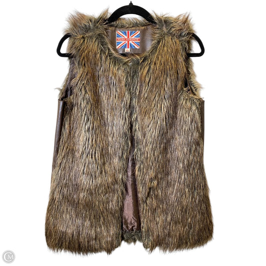Vest Faux Fur & Sherpa By Clothes Mentor In Brown, Size: L