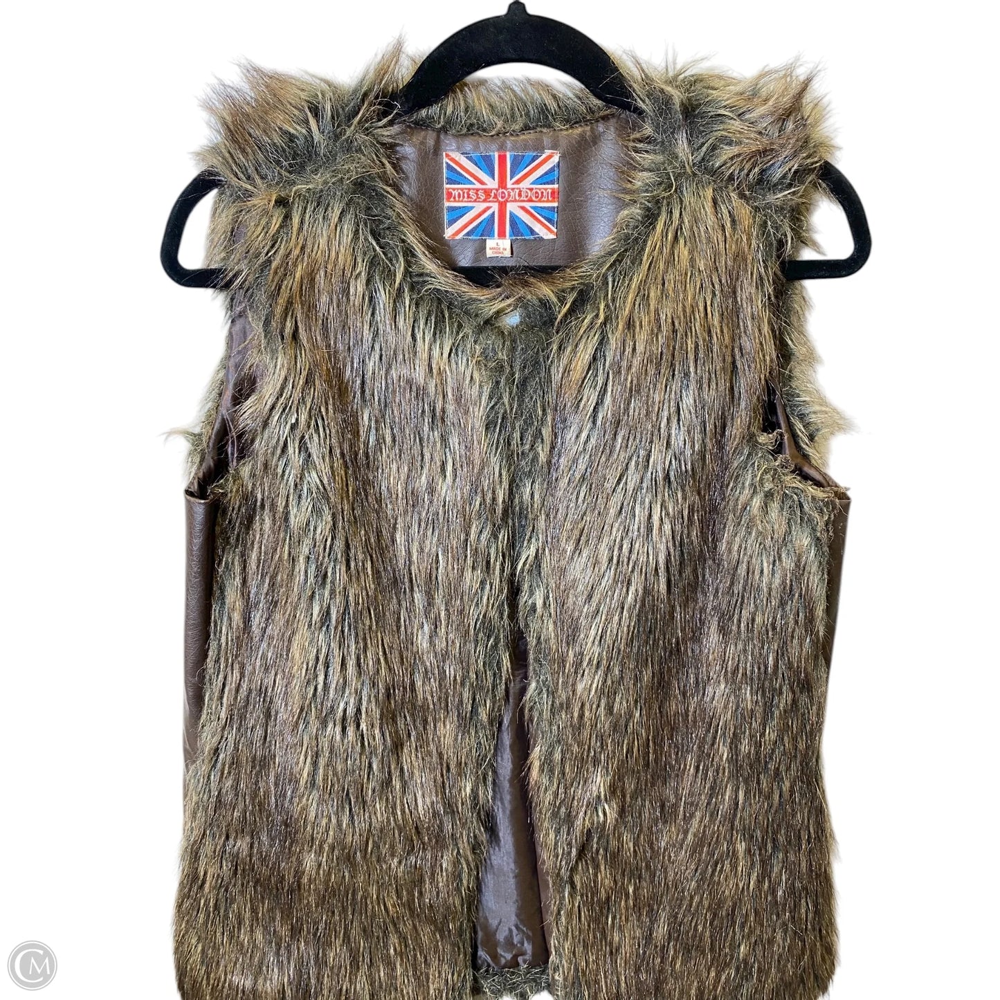 Vest Faux Fur & Sherpa By Clothes Mentor In Brown, Size: L