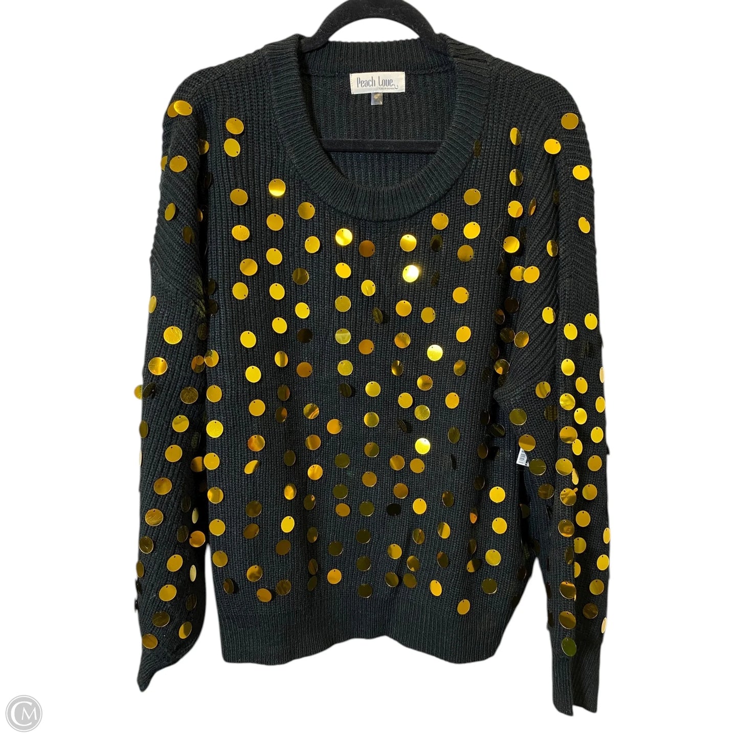 Sweater By Peach Love California In Black & Gold, Size: S