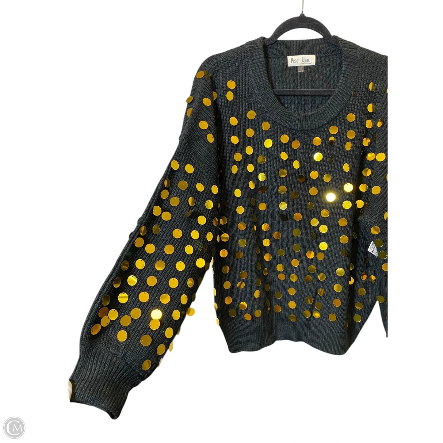 Sweater By Peach Love California In Black & Gold, Size: S