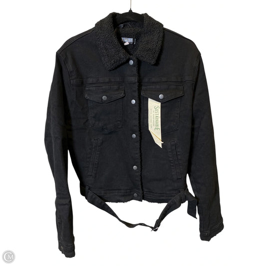 Jacket Denim By Clothes Mentor In Black, Size: L