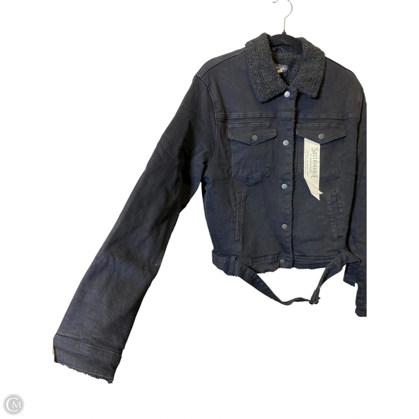 Jacket Denim By Clothes Mentor In Black, Size: L