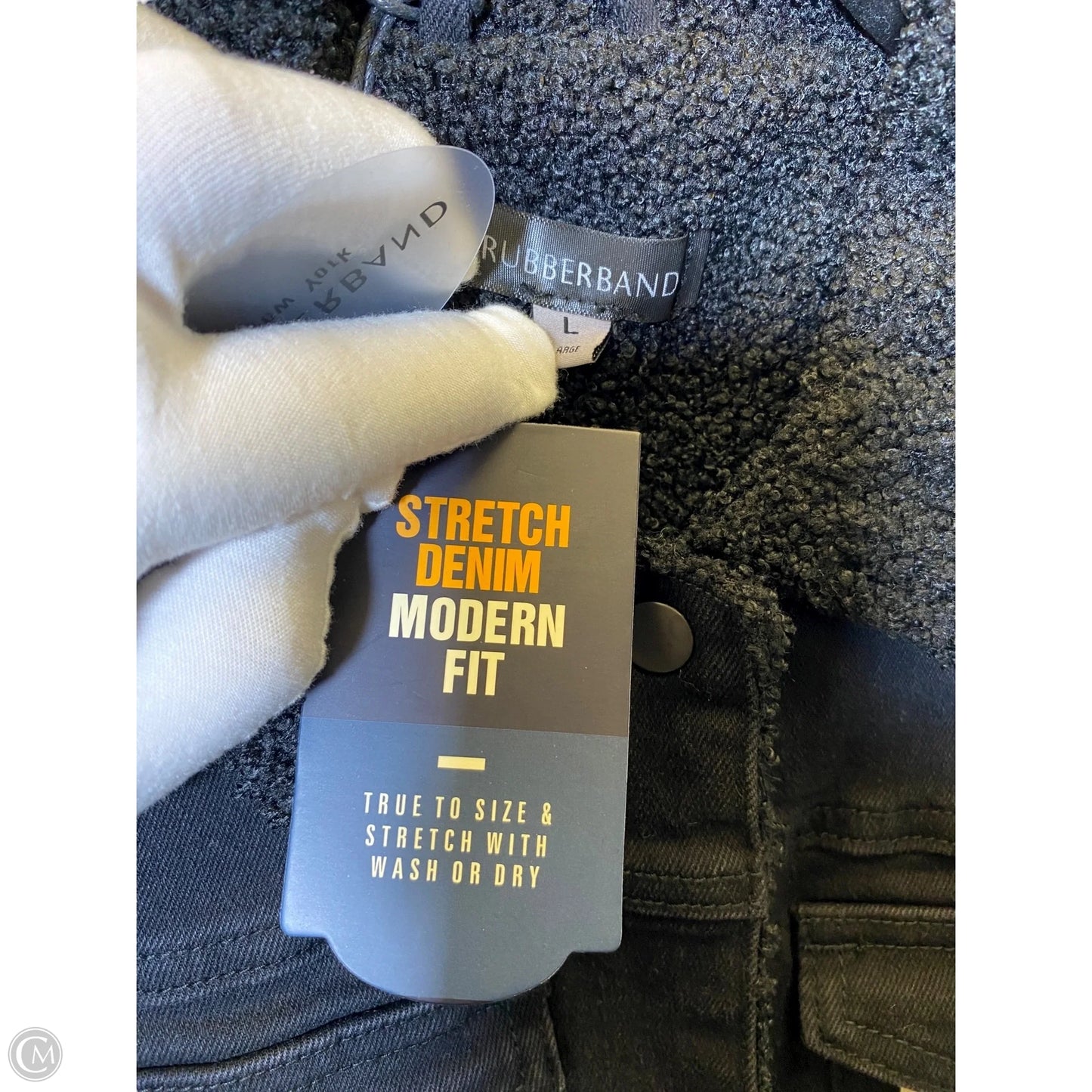 Jacket Denim By Clothes Mentor In Black, Size: L