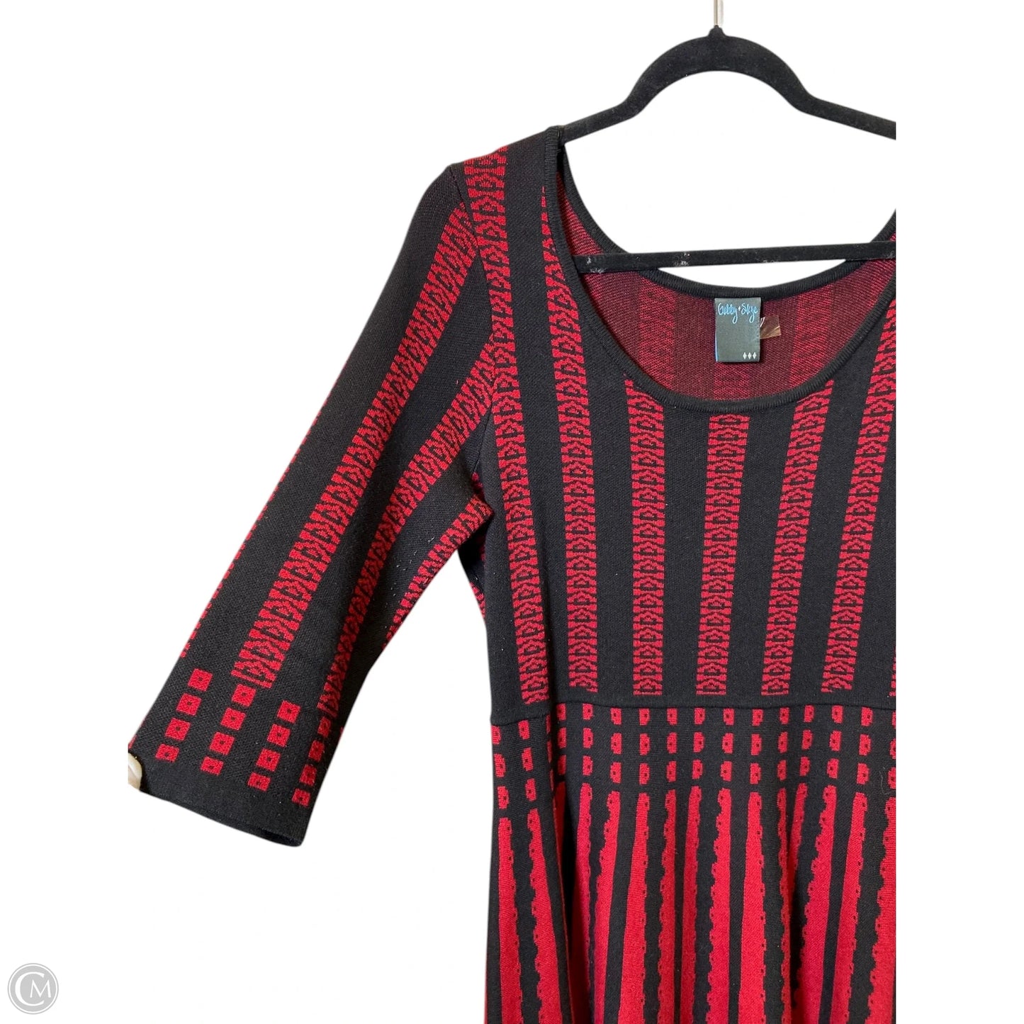 Dress Sweater By Gabby Skye In Black & Red, Size: Xl