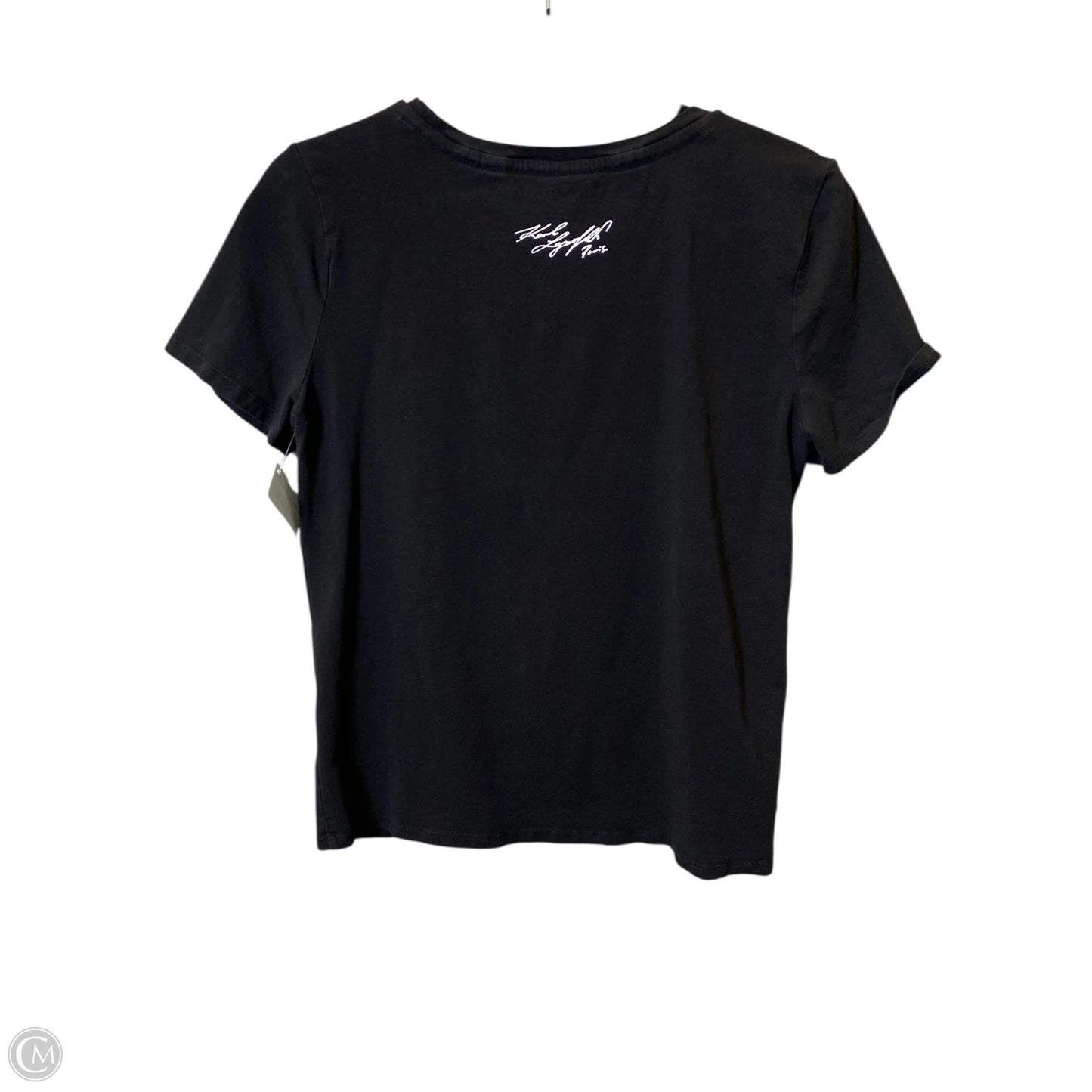 Top Short Sleeve Designer By Karl Lagerfeld In Black, Size: S