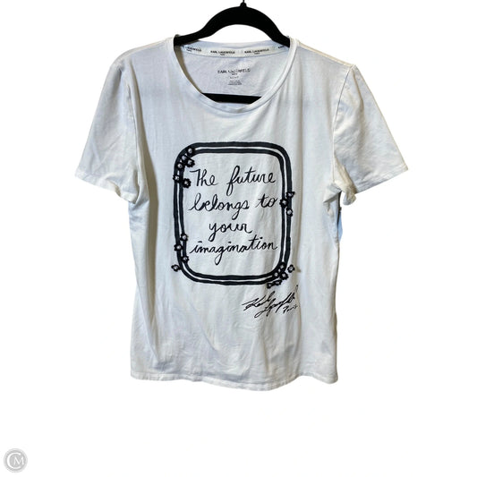 Top Short Sleeve Designer By Karl Lagerfeld In White, Size: S
