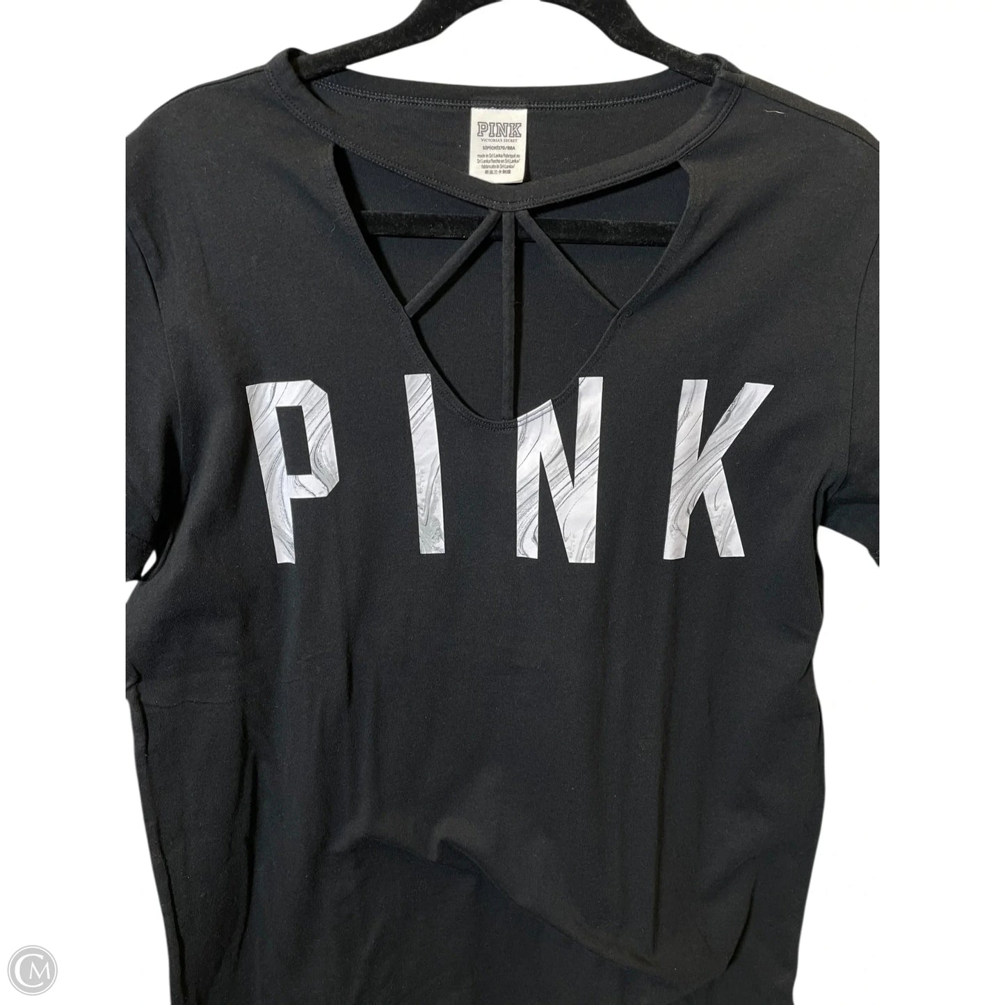 Top Short Sleeve By Pink In Black, Size: S