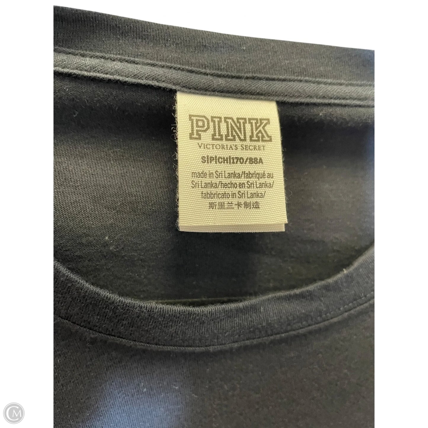 Top Long Sleeve By Pink In Black & Gold, Size: S