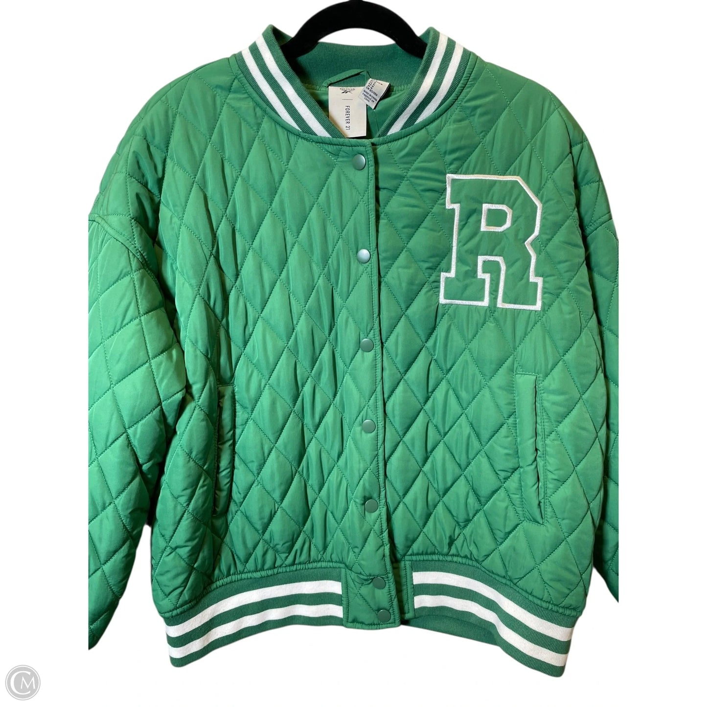 Jacket Puffer & Quilted By Reebok In Green, Size: M