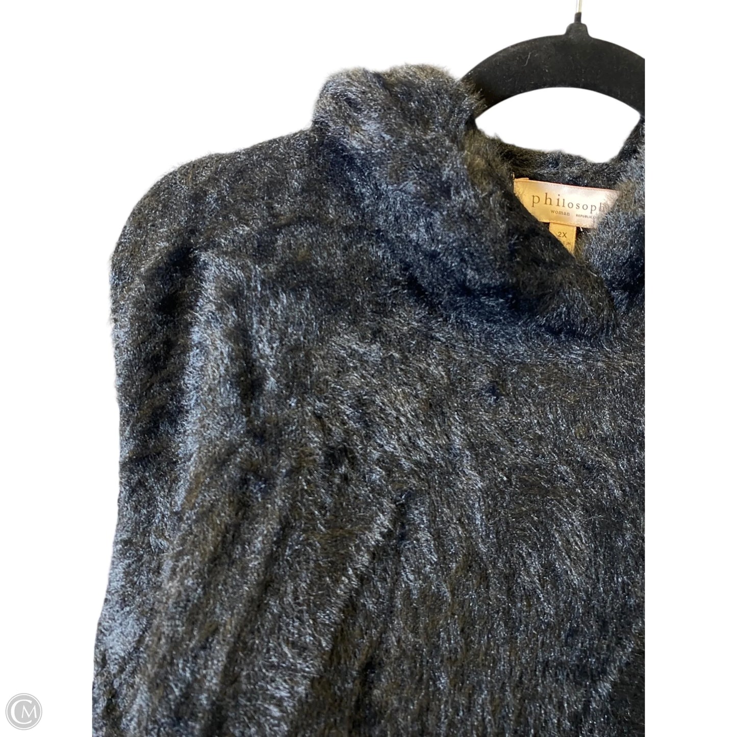 Sweatshirt Hoodie By Philosophy In Black, Size: 2x