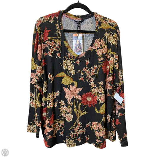 Top Long Sleeve By Well Worn In Floral Print, Size: Xxl