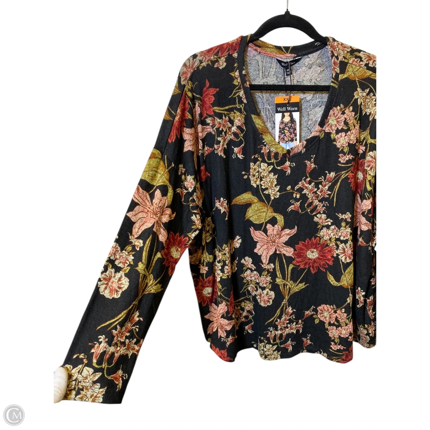 Top Long Sleeve By Well Worn In Floral Print, Size: Xxl
