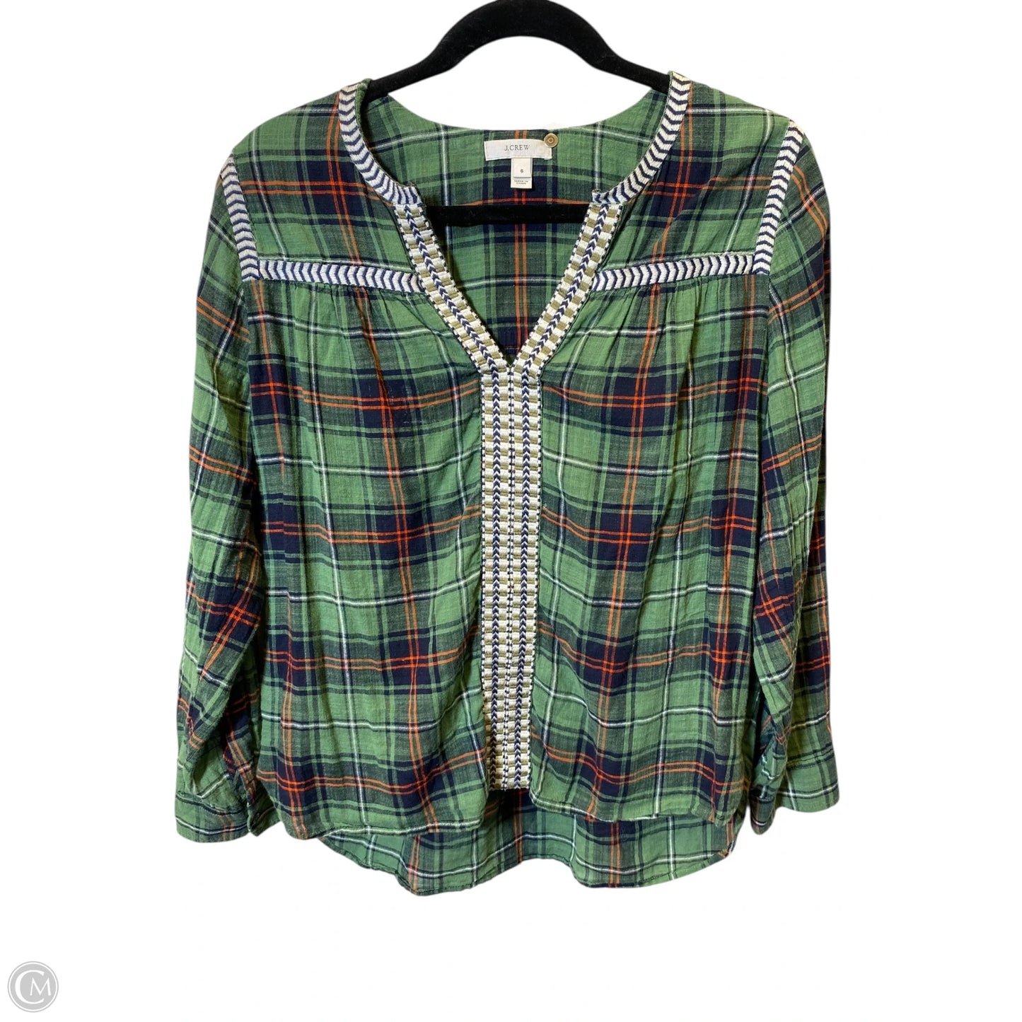 Top Long Sleeve By J. Crew In Plaid Pattern, Size: S