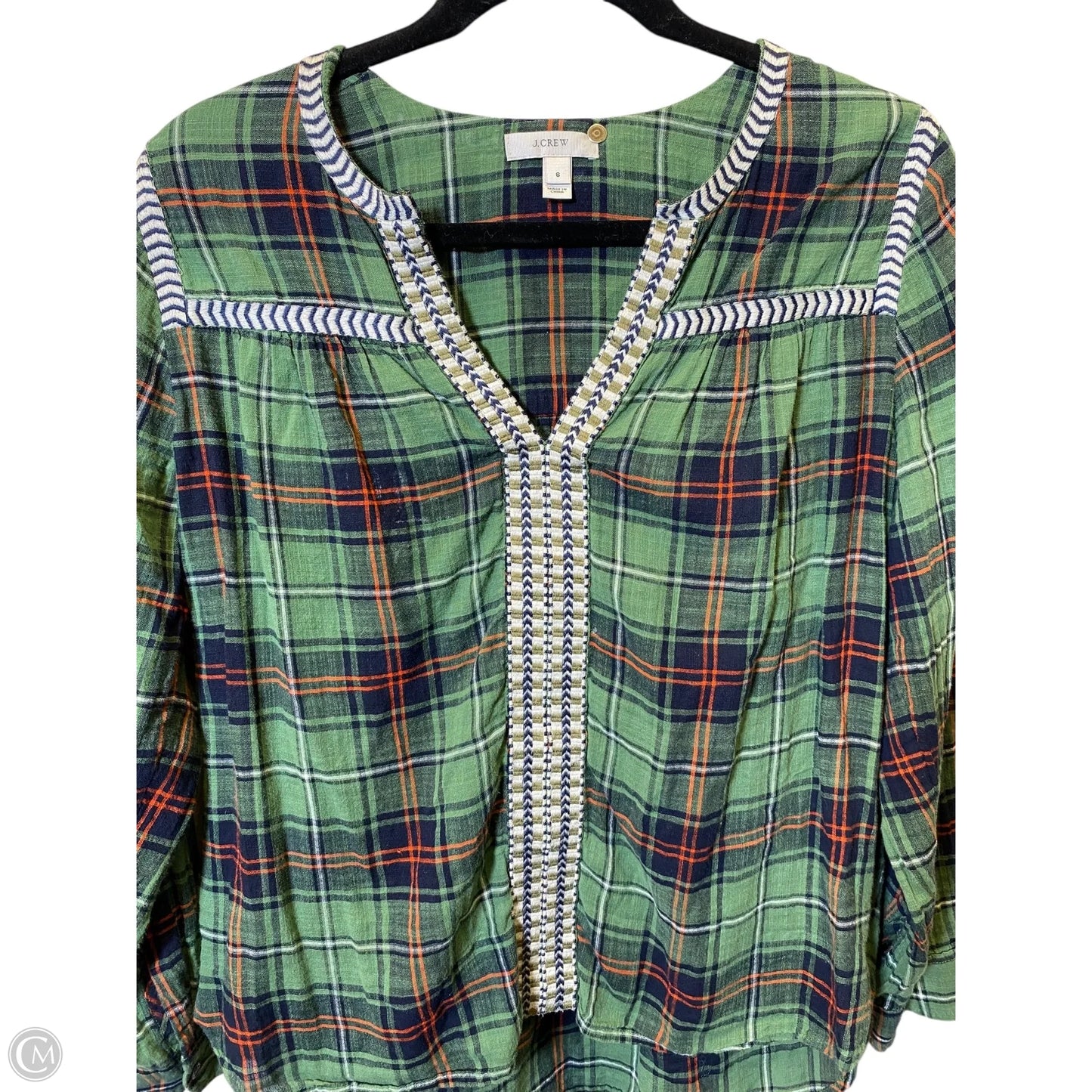 Top Long Sleeve By J. Crew In Plaid Pattern, Size: S