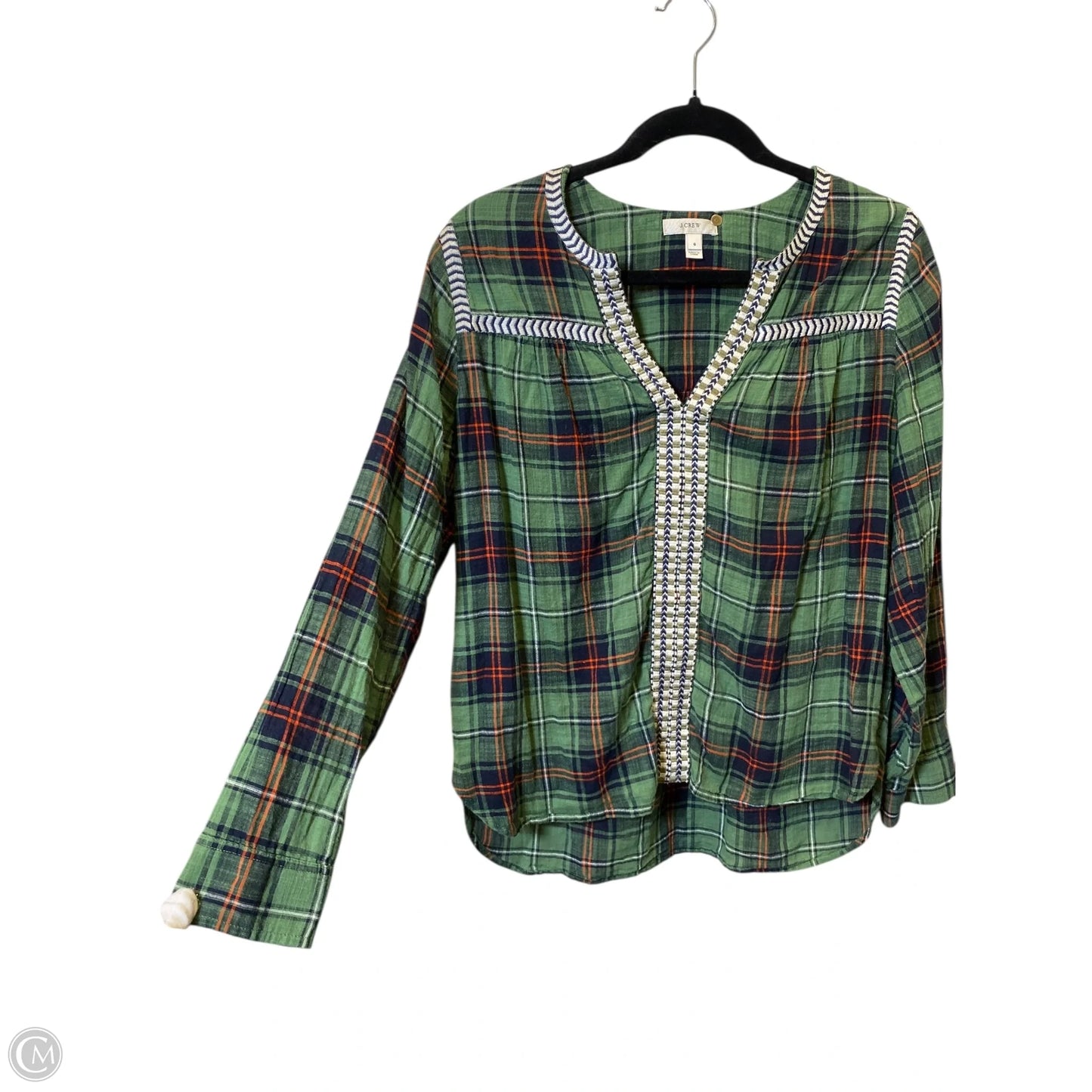 Top Long Sleeve By J. Crew In Plaid Pattern, Size: S