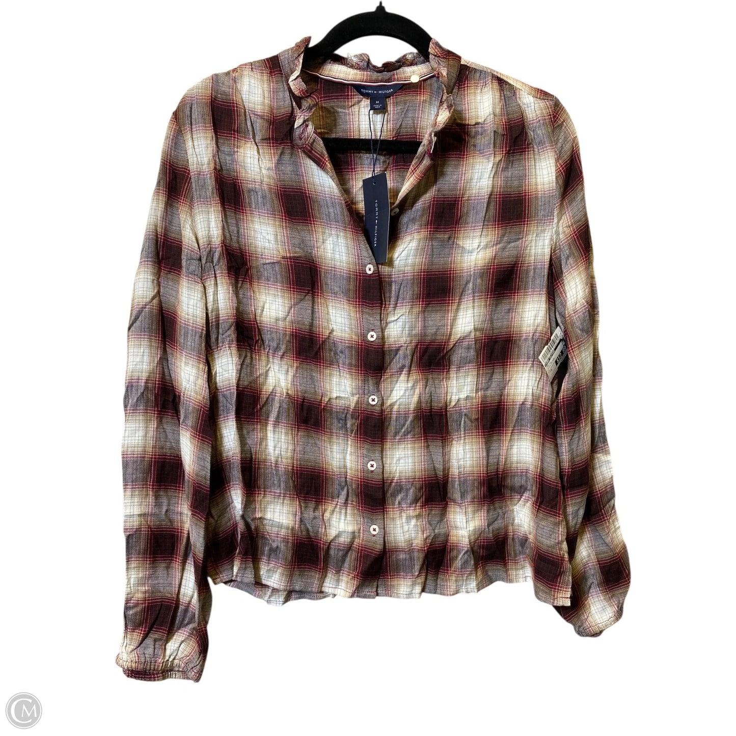 Top Long Sleeve By Tommy Hilfiger In Plaid Pattern, Size: M