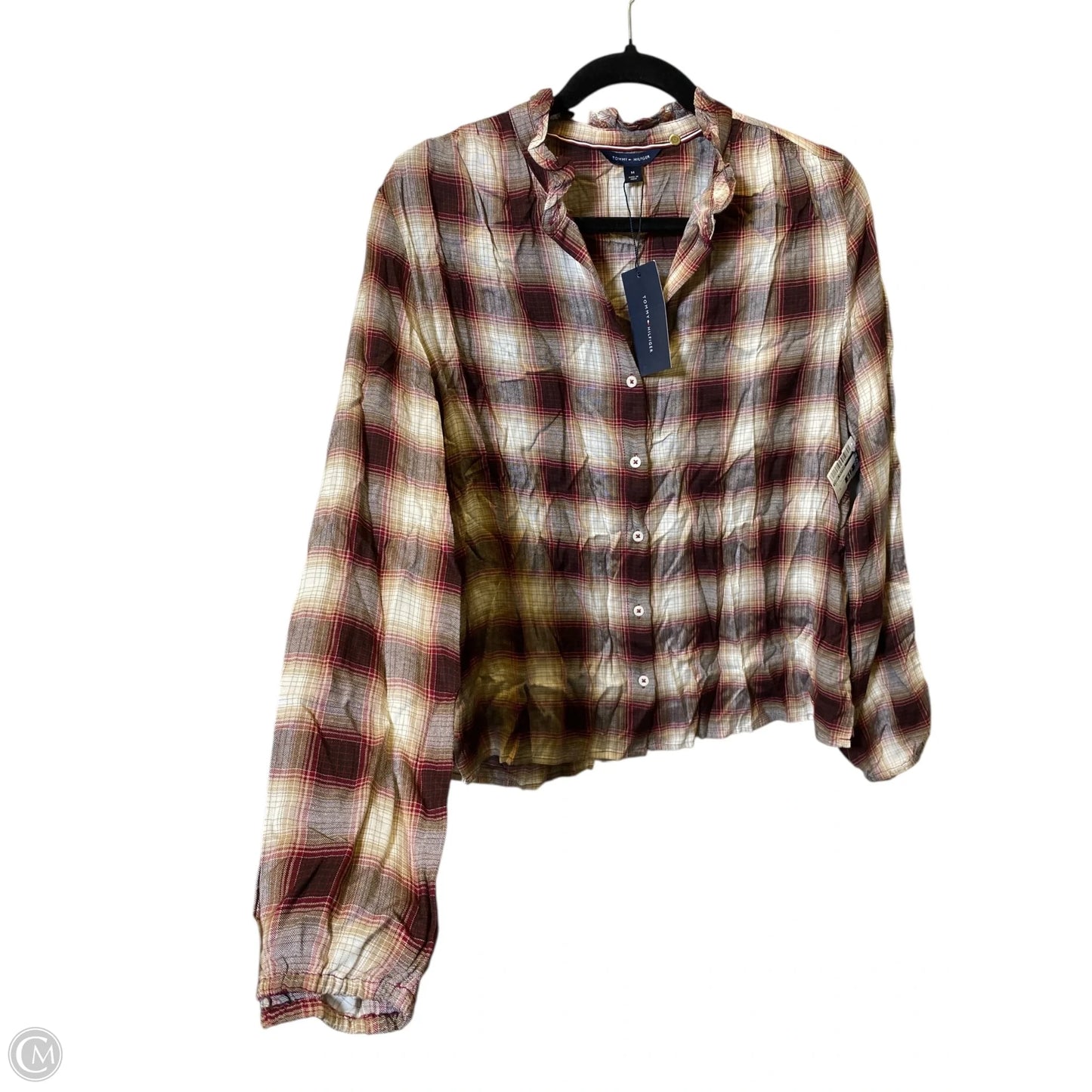 Top Long Sleeve By Tommy Hilfiger In Plaid Pattern, Size: M
