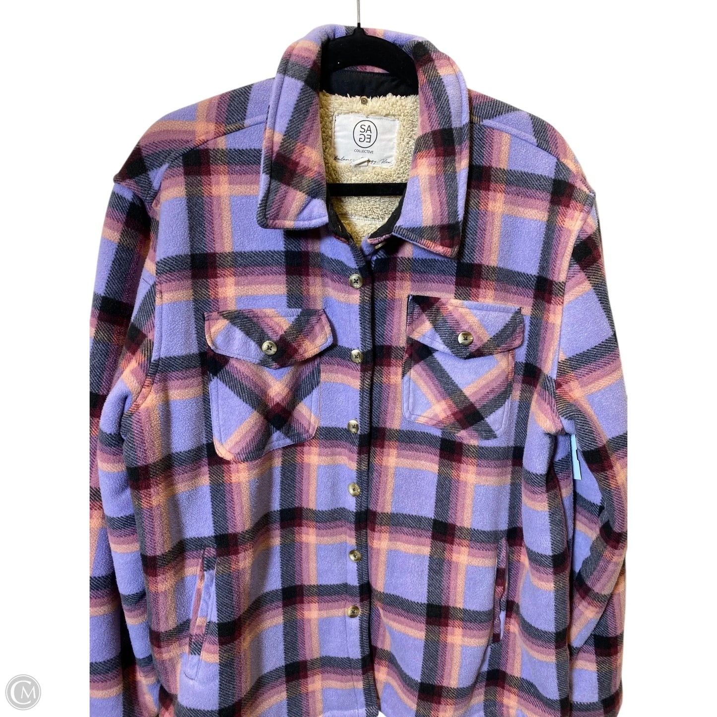 Jacket Fleece By Sage In Plaid Pattern, Size: Xxl