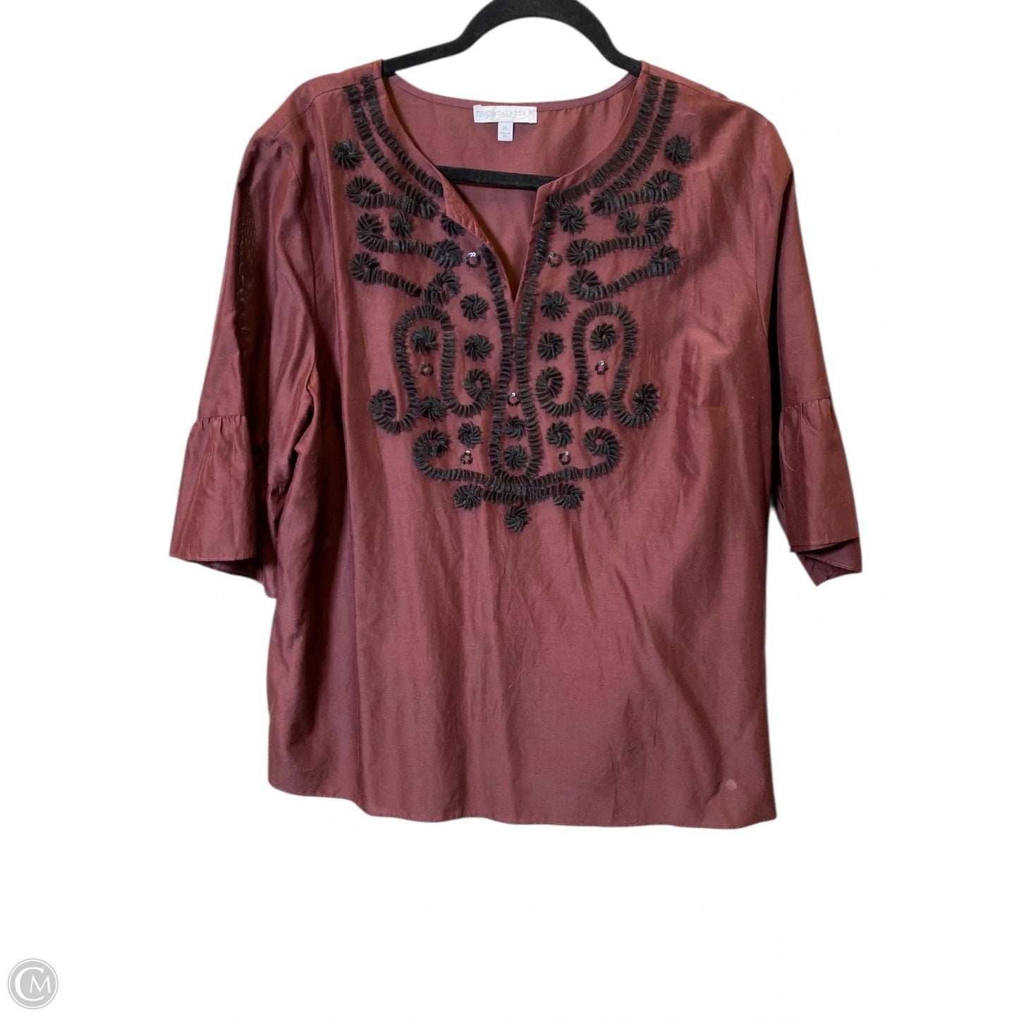 Top 3/4 Sleeve By Talbots In Maroon, Size: Xl