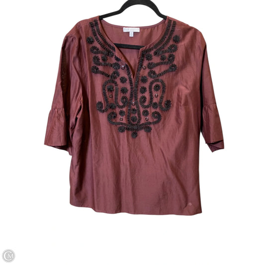Top 3/4 Sleeve By Talbots In Maroon, Size: Xl