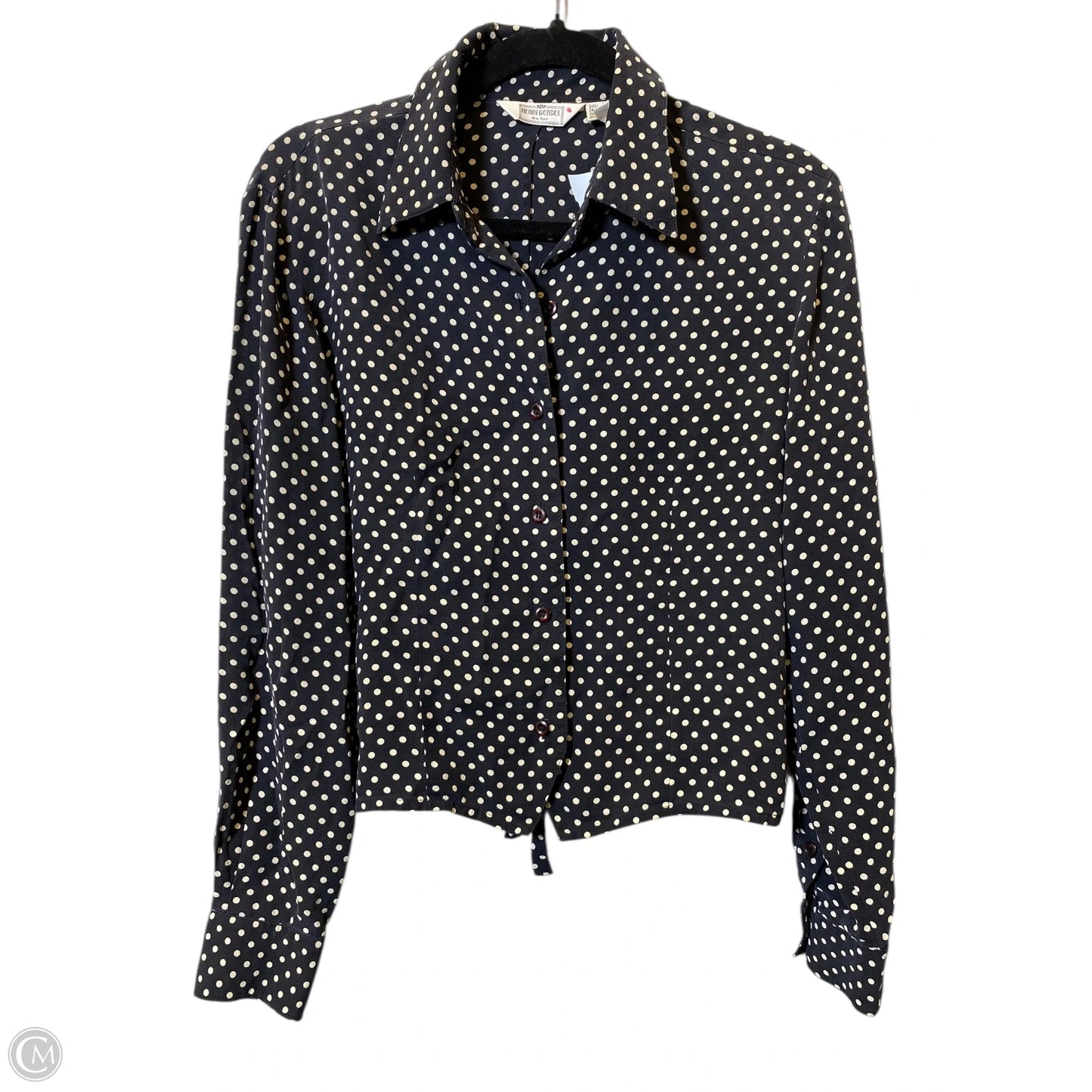 Top Long Sleeve By Henri Bendel In Polkadot Pattern, Size: L