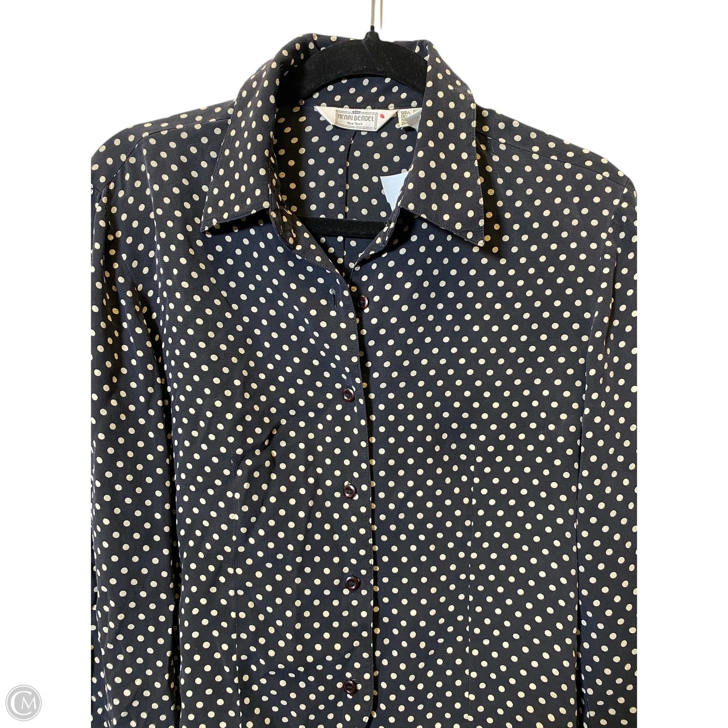 Top Long Sleeve By Henri Bendel In Polkadot Pattern, Size: L