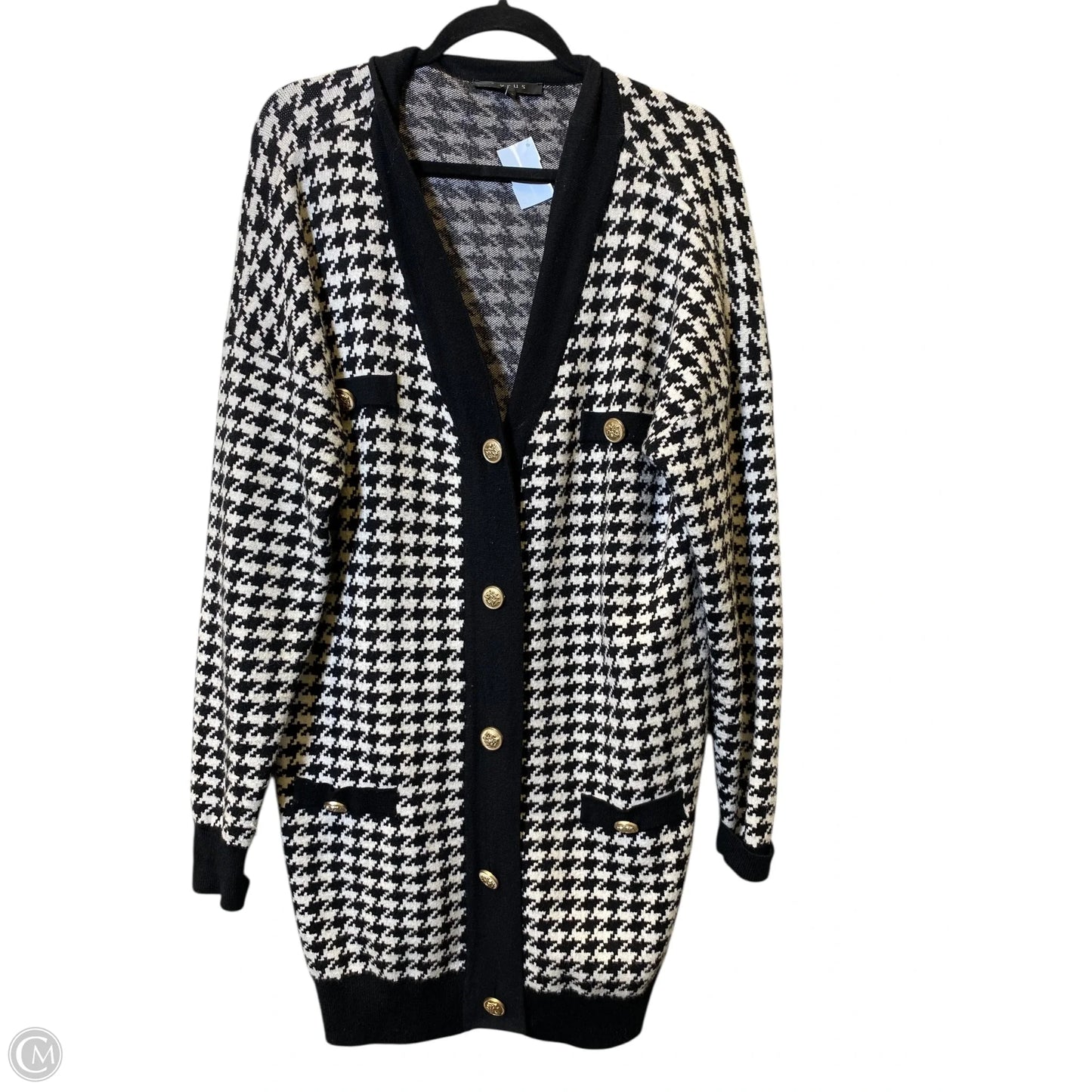 Sweater Cardigan By Cyrus In Black & White, Size: L